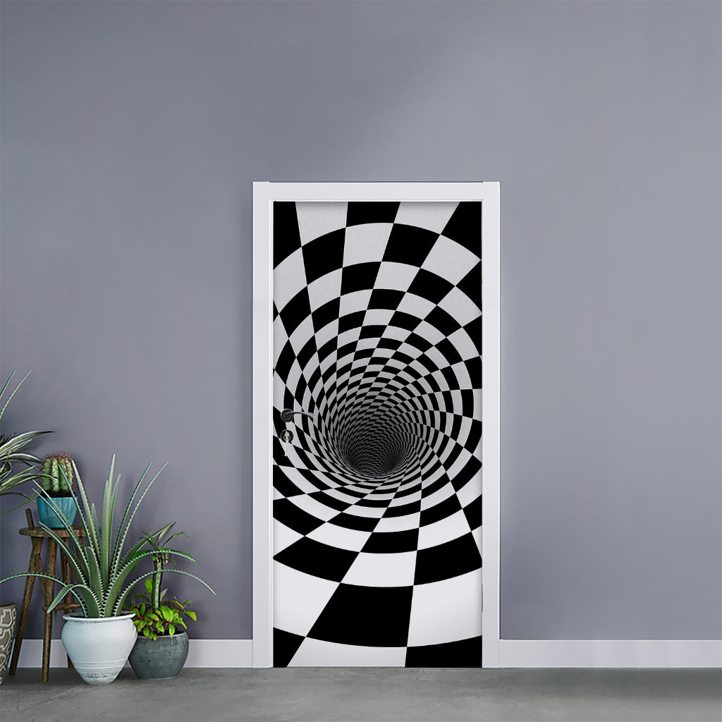 Black And White Hypnotic Illusion Print Door Sticker
