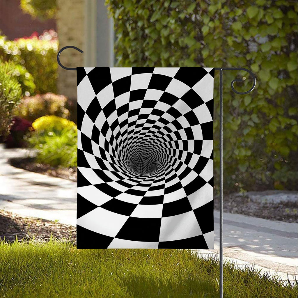 Black And White Hypnotic Illusion Print House Flag