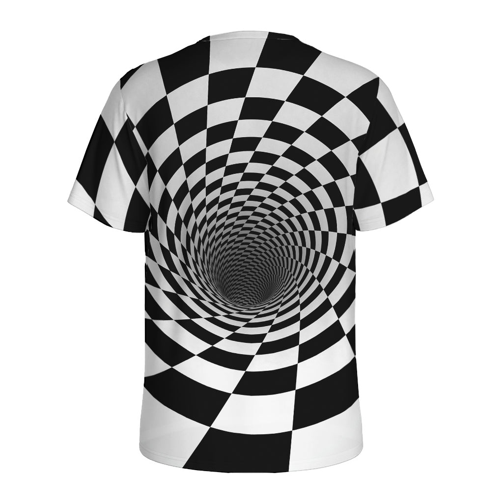 Black And White Hypnotic Illusion Print Men's Sports T-Shirt