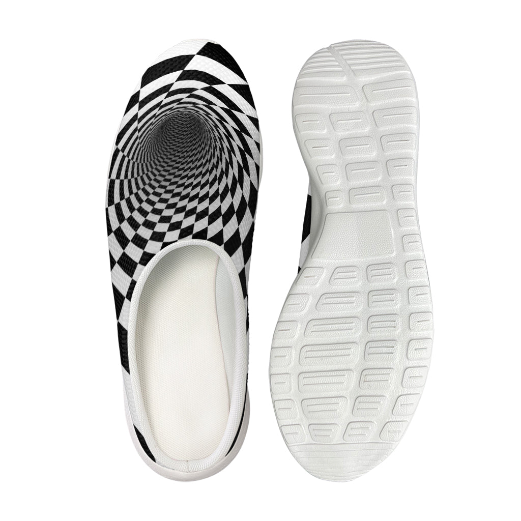 Black And White Hypnotic Illusion Print Mesh Casual Shoes