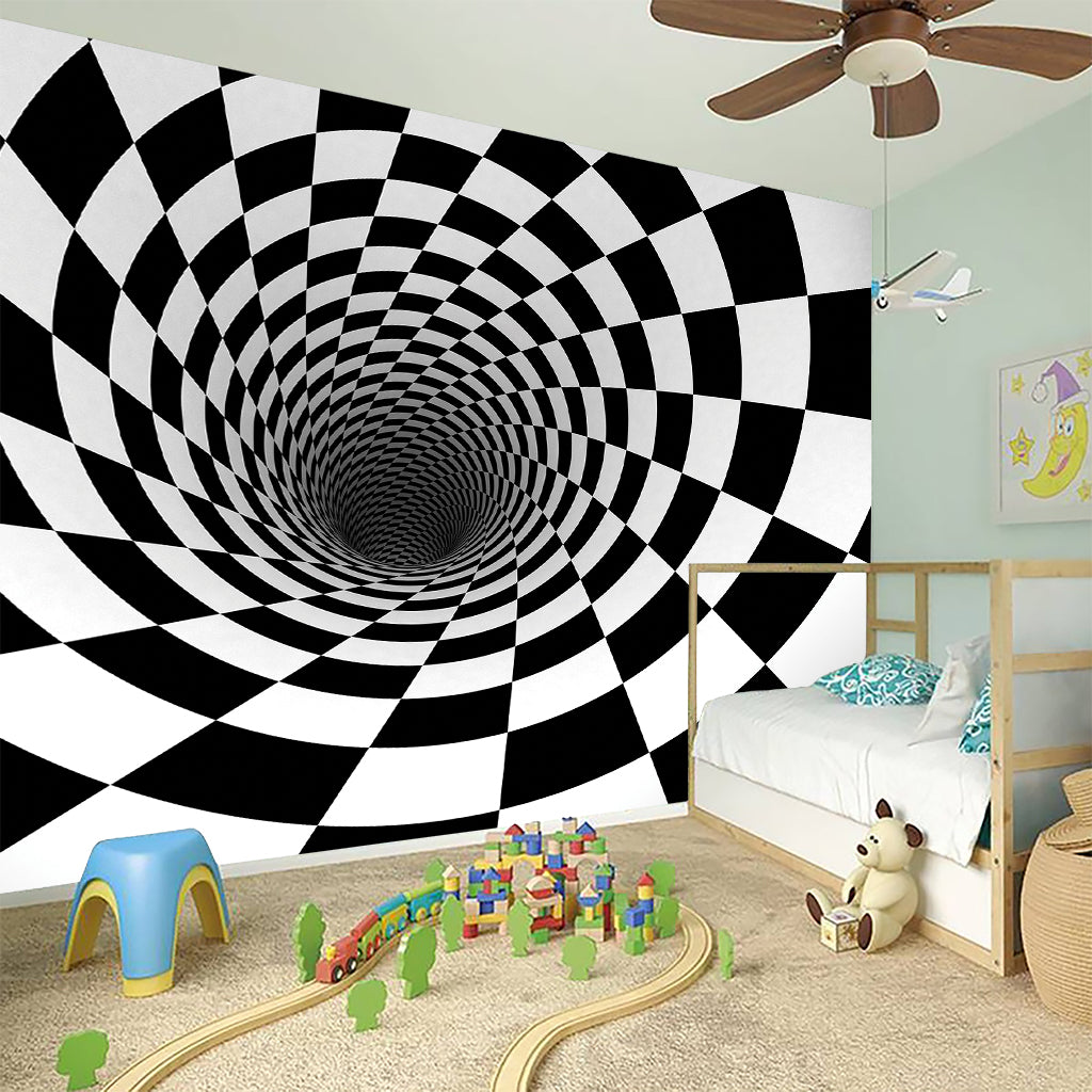 Black And White Hypnotic Illusion Print Wall Sticker