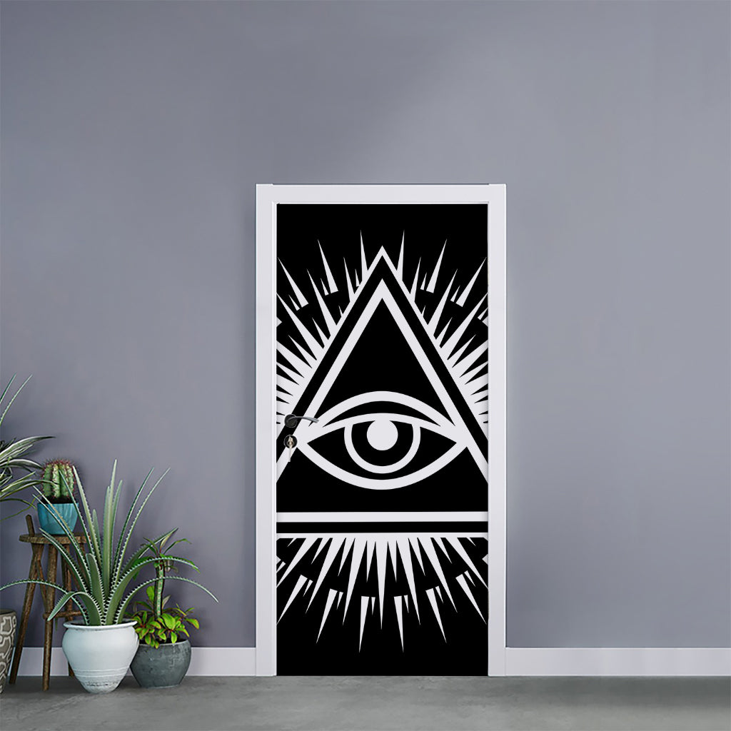 Black And White Illuminati Print Door Sticker