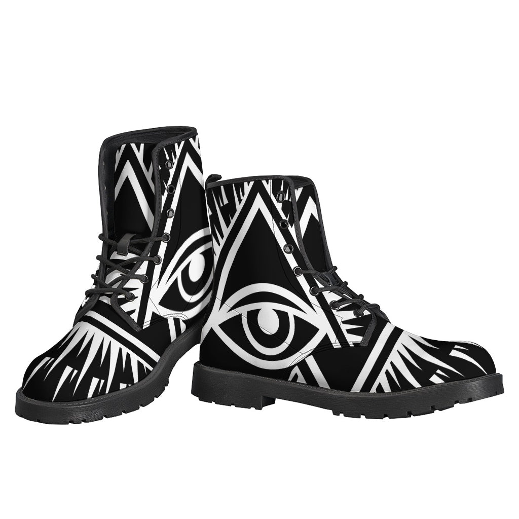 Black And White Illuminati Print Backpack