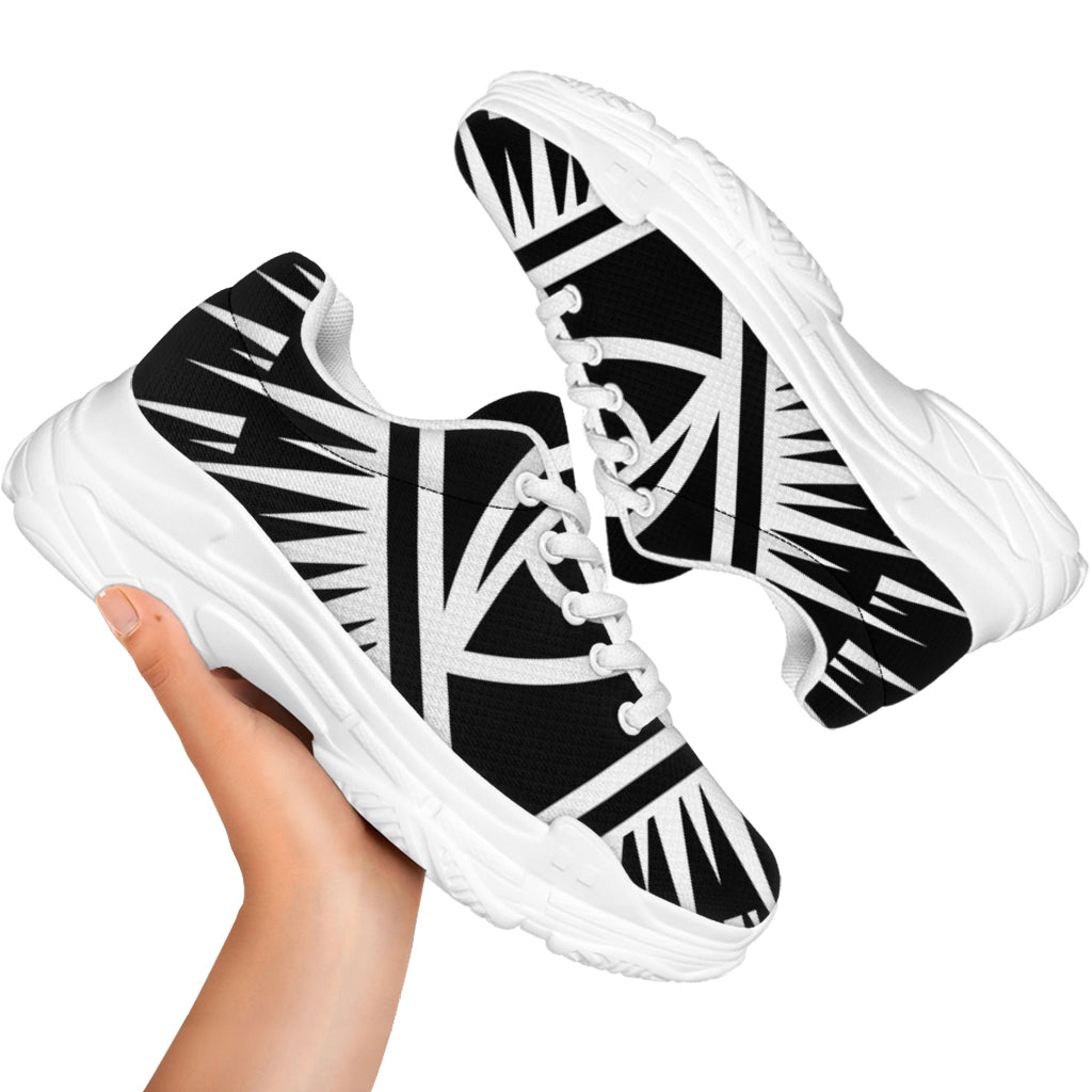 Black And White Illuminati Print White Chunky Shoes