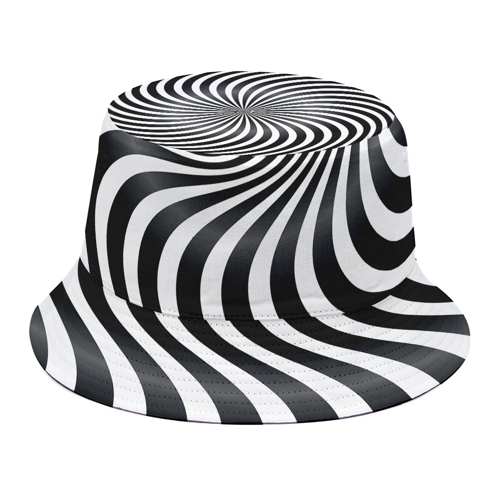 Black And White Illusory Motion Print Bucket Hat