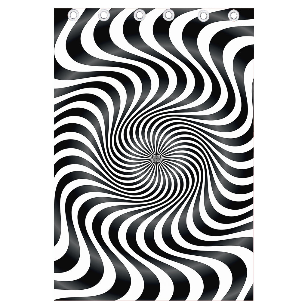 Black And White Illusory Motion Print Curtain