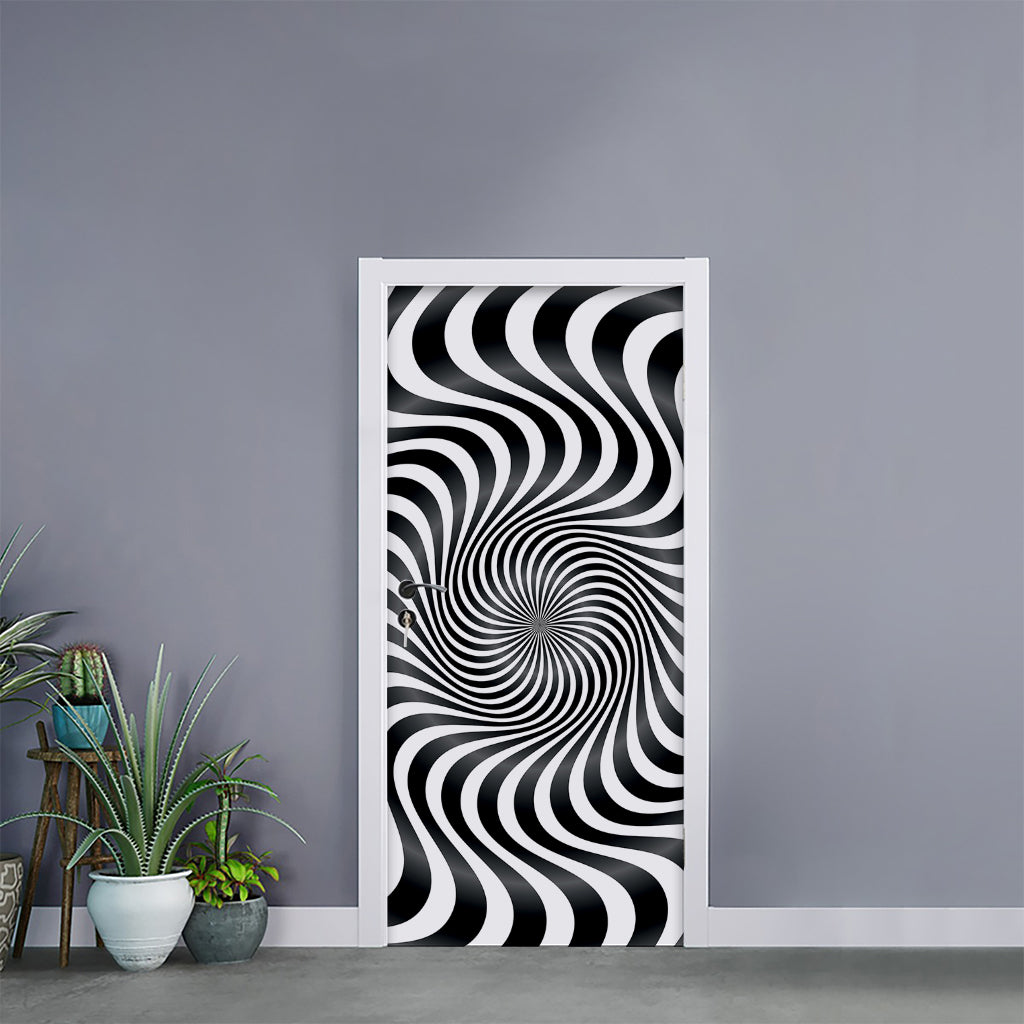 Black And White Illusory Motion Print Door Sticker