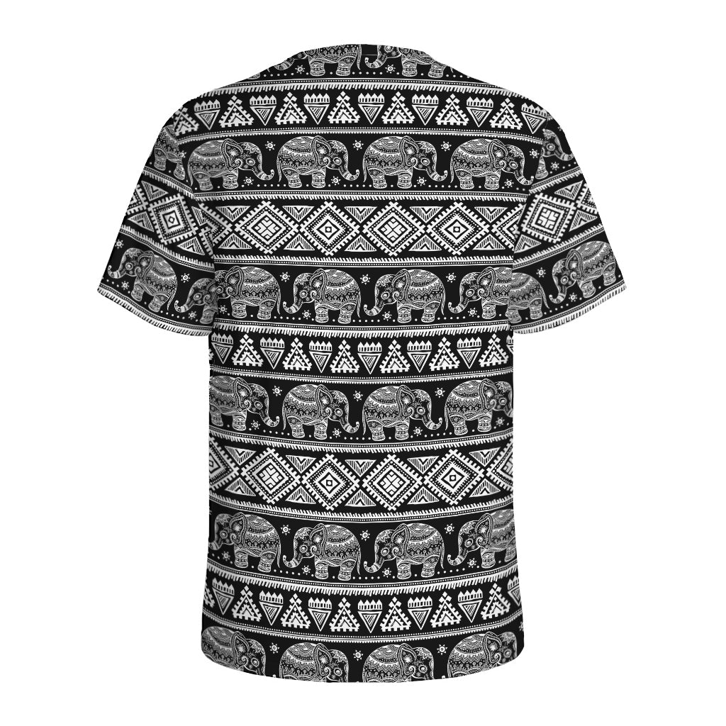 Black And White Indian Elephant Print Men's Sports T-Shirt