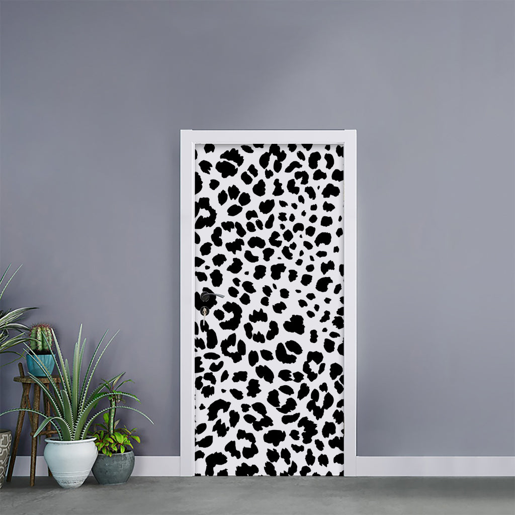 Black And White Jaguar Pattern Print Door Sticker