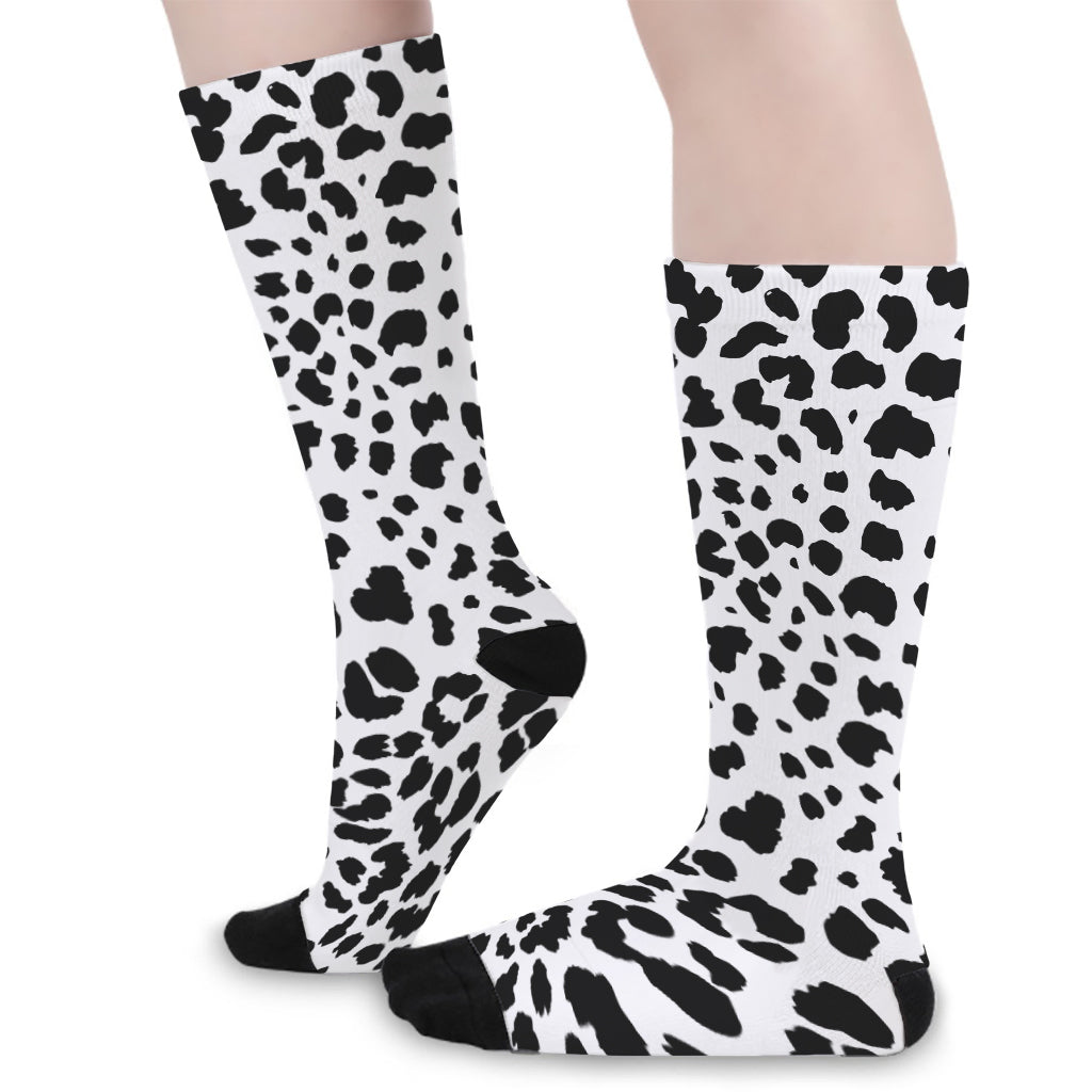 Black And White Jaguar Pattern Print Long Socks
