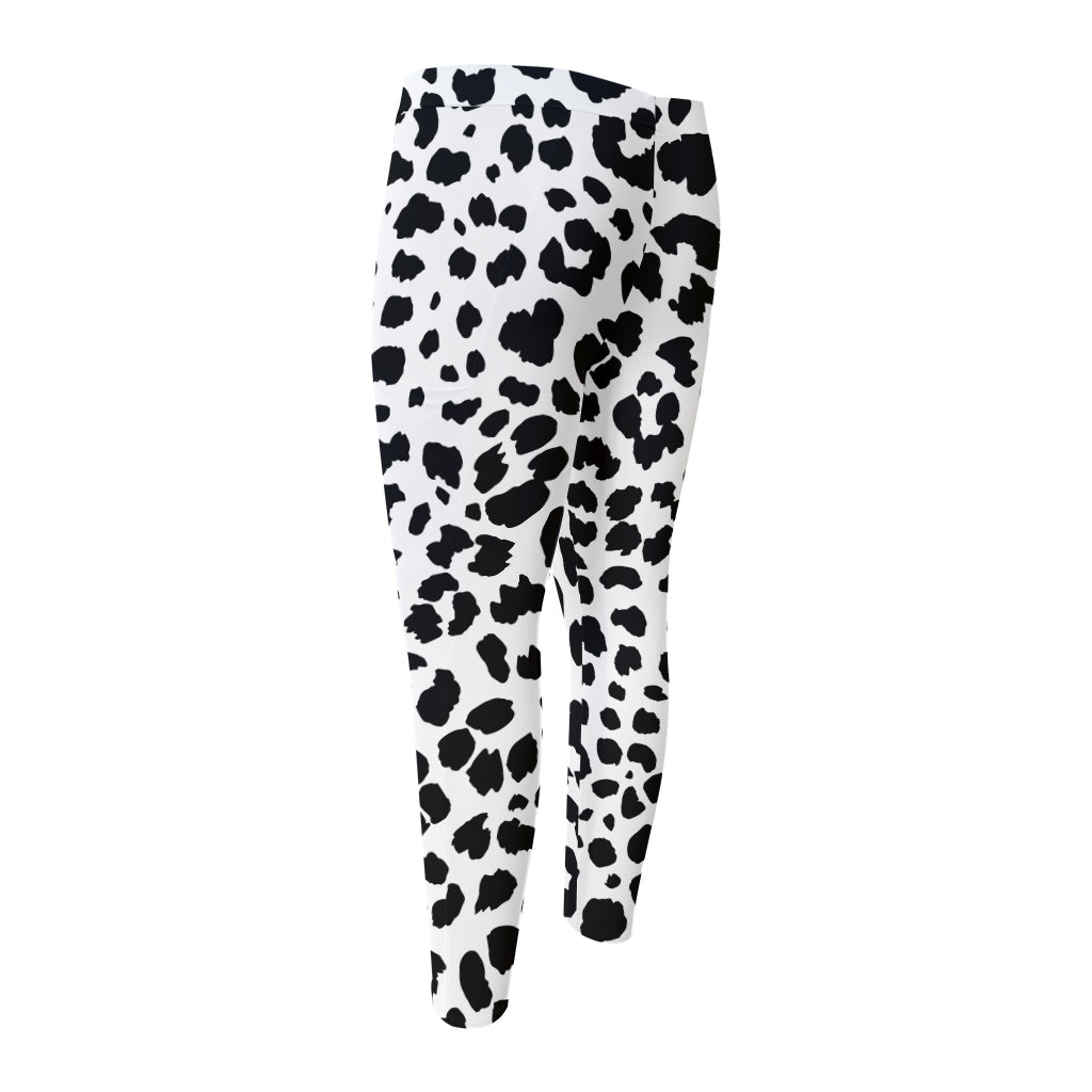 Black And White Jaguar Pattern Print Men's Compression Pants