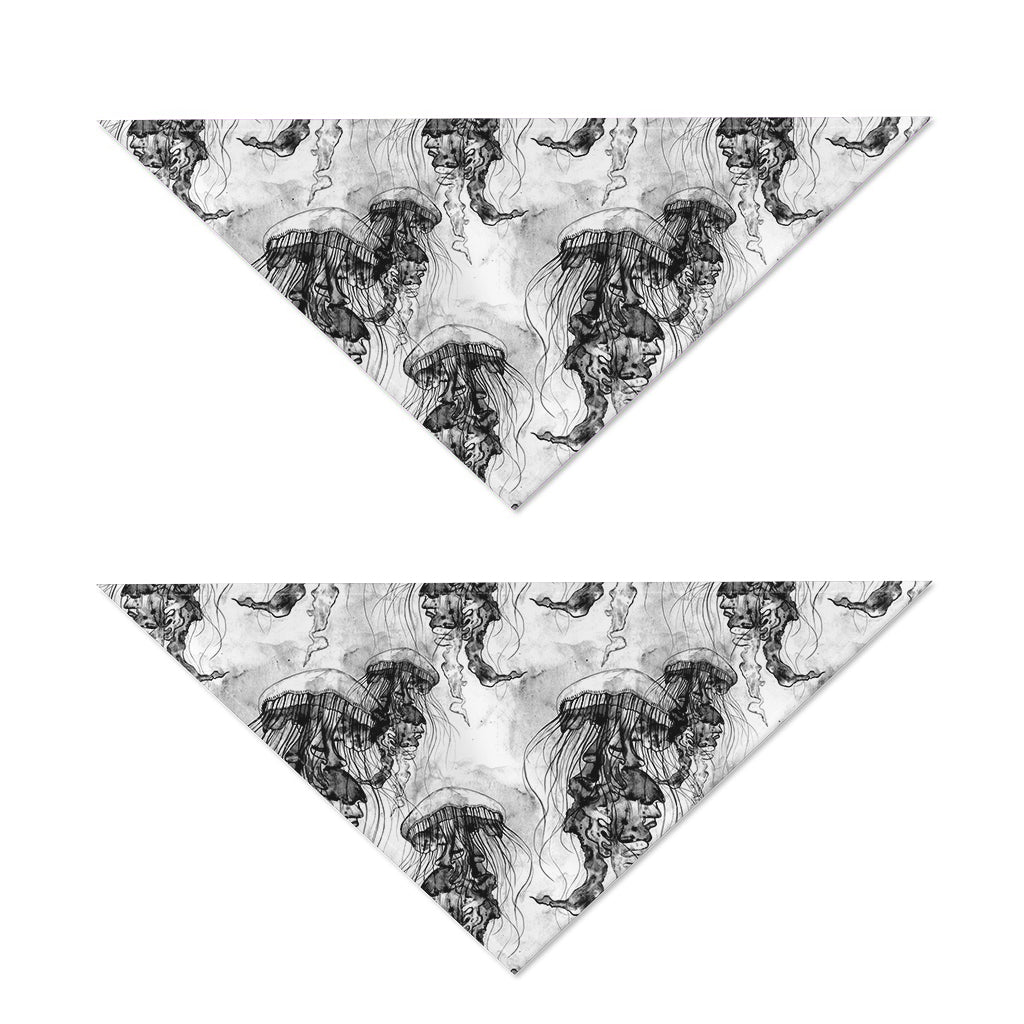 Black And White Jellyfish Pattern Print Dog Bandana