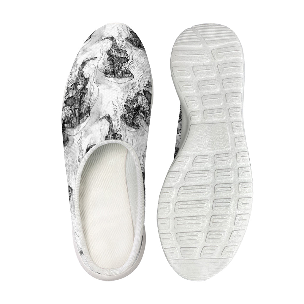 Black And White Jellyfish Pattern Print Mesh Casual Shoes