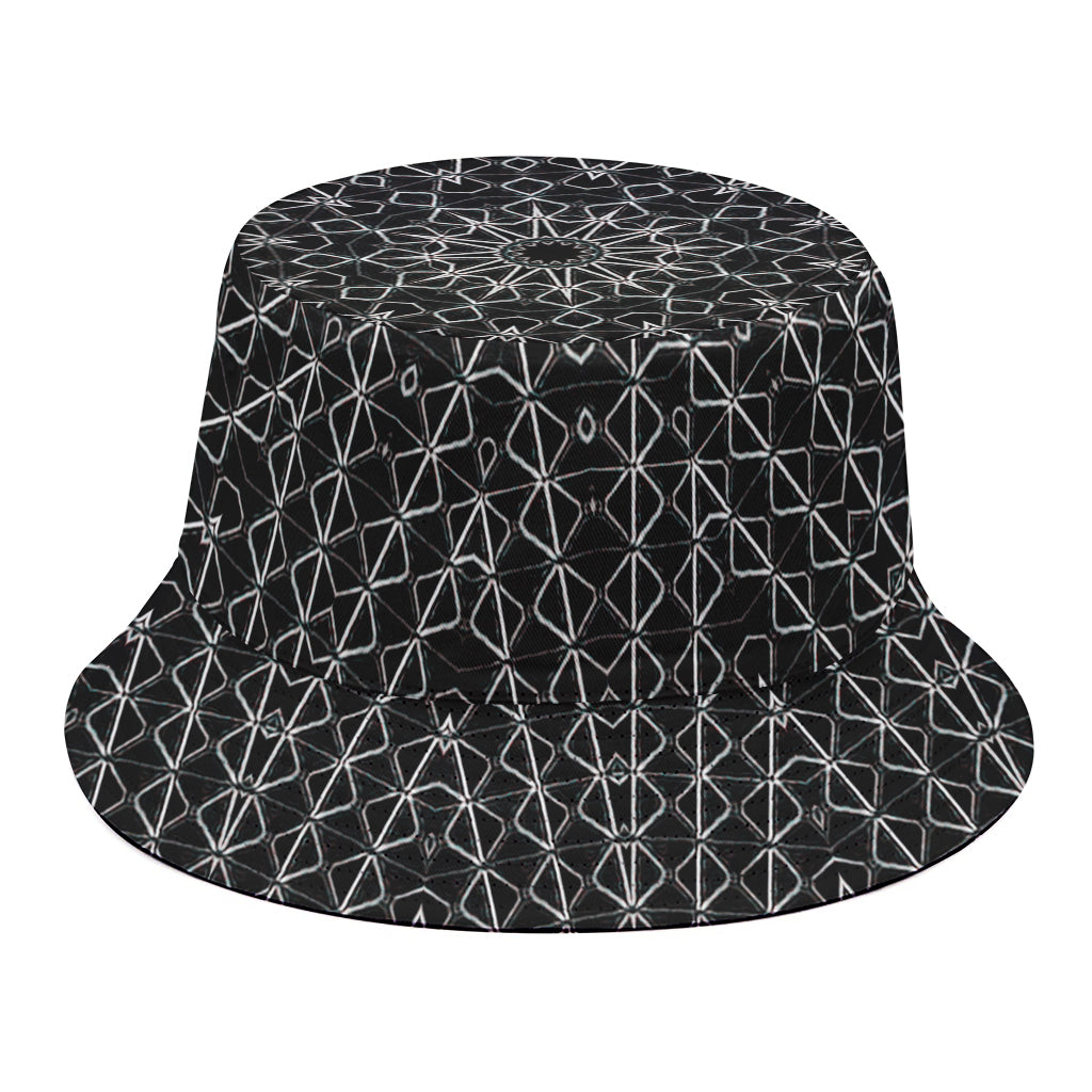 Black And White Kaleidoscope Print Bucket Hat