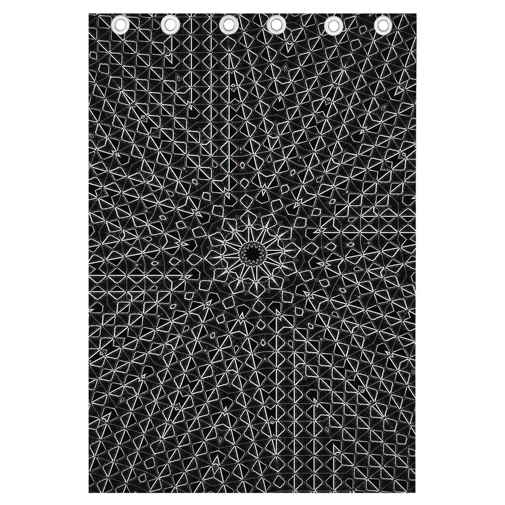 Black And White Kaleidoscope Print Curtain