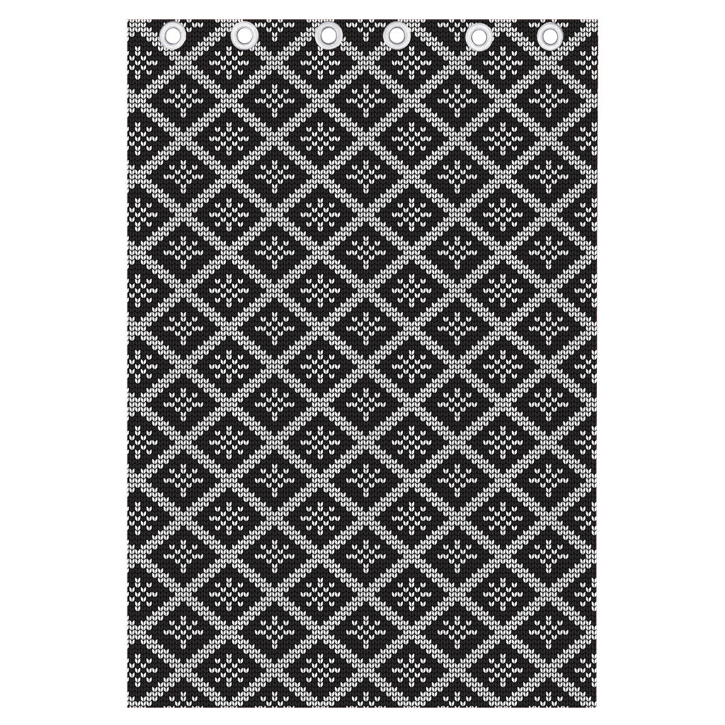Black And White Knitted Pattern Print Curtain