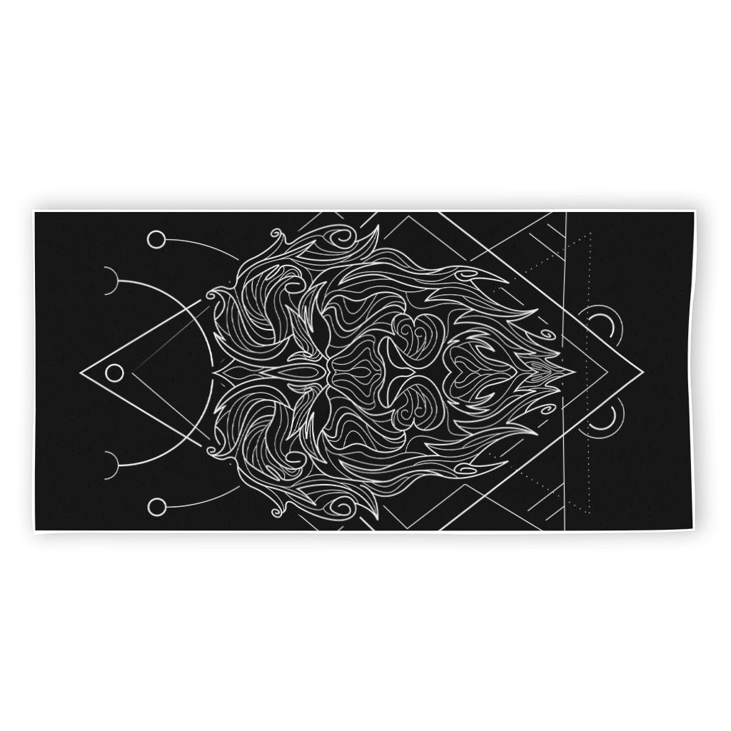Black And White Leo Sign Print Beach Towel