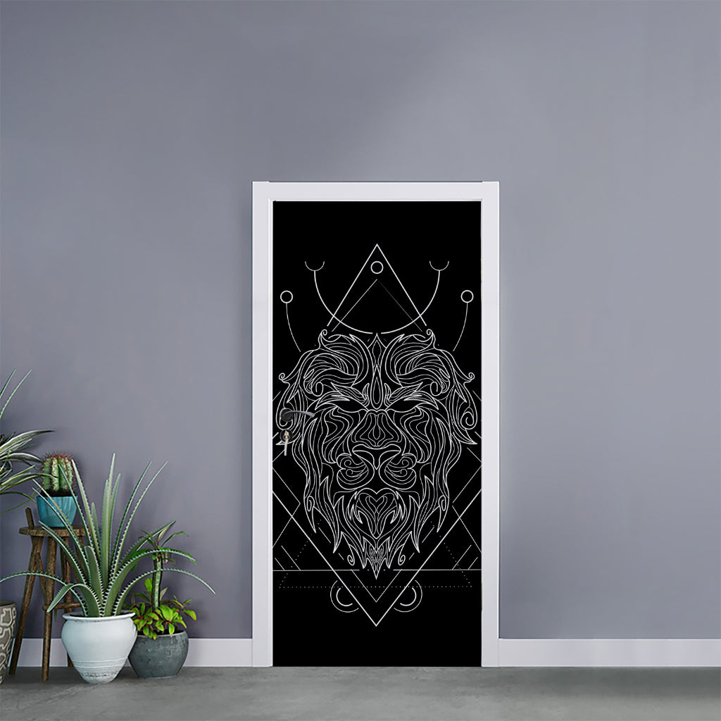 Black And White Leo Sign Print Door Sticker