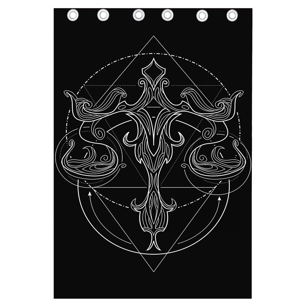 Black And White Libra Sign Print Curtain
