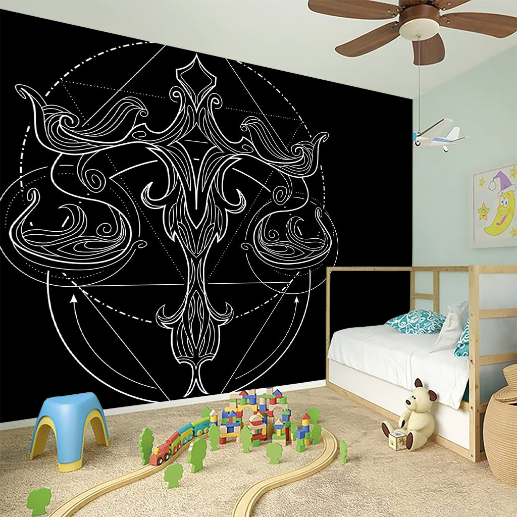 Black And White Libra Sign Print Wall Sticker