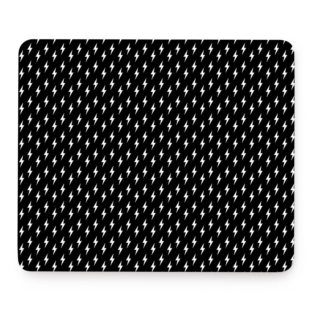 Black And White Lightning Pattern Print Mouse Pad