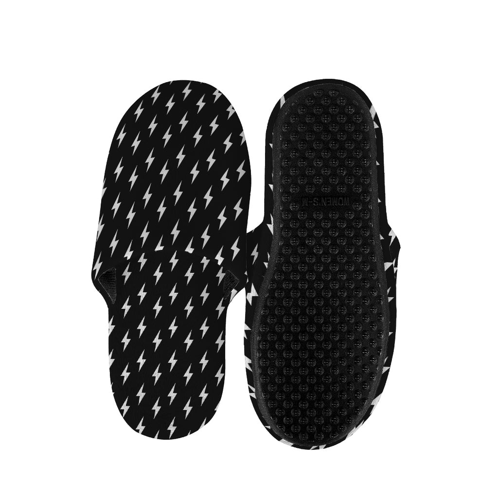 Black And White Lightning Pattern Print Slippers