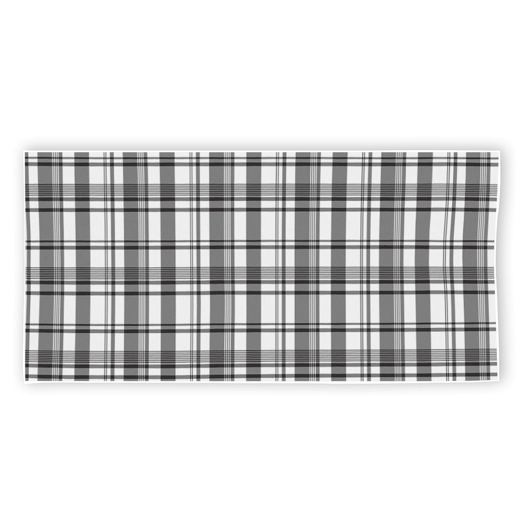 Black And White Madras Pattern Print Beach Towel