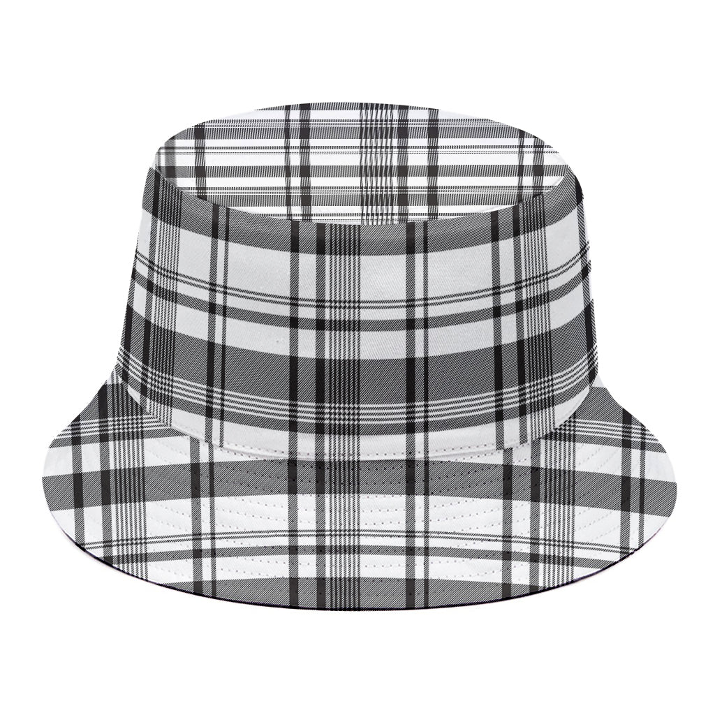 Black And White Madras Pattern Print Bucket Hat