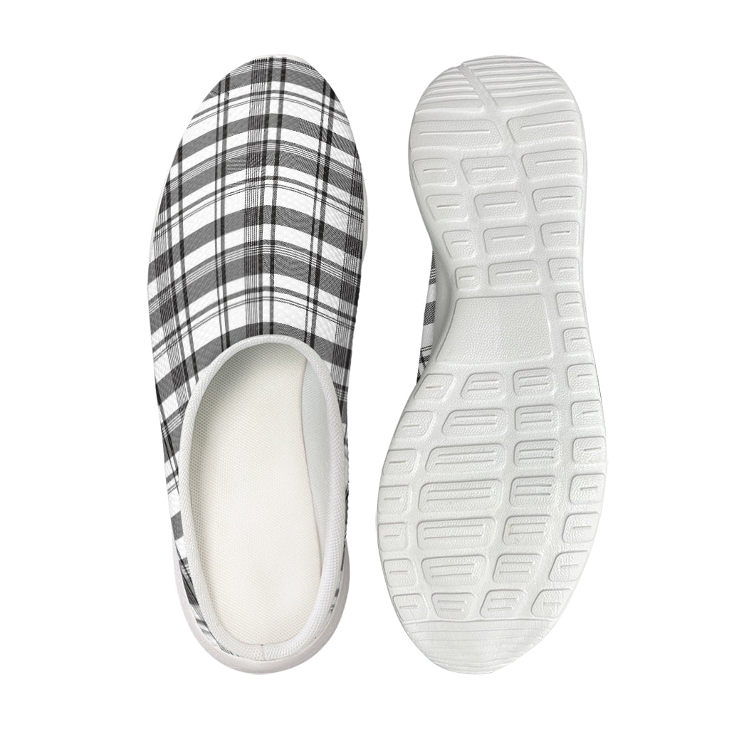 Black And White Madras Pattern Print Mesh Casual Shoes