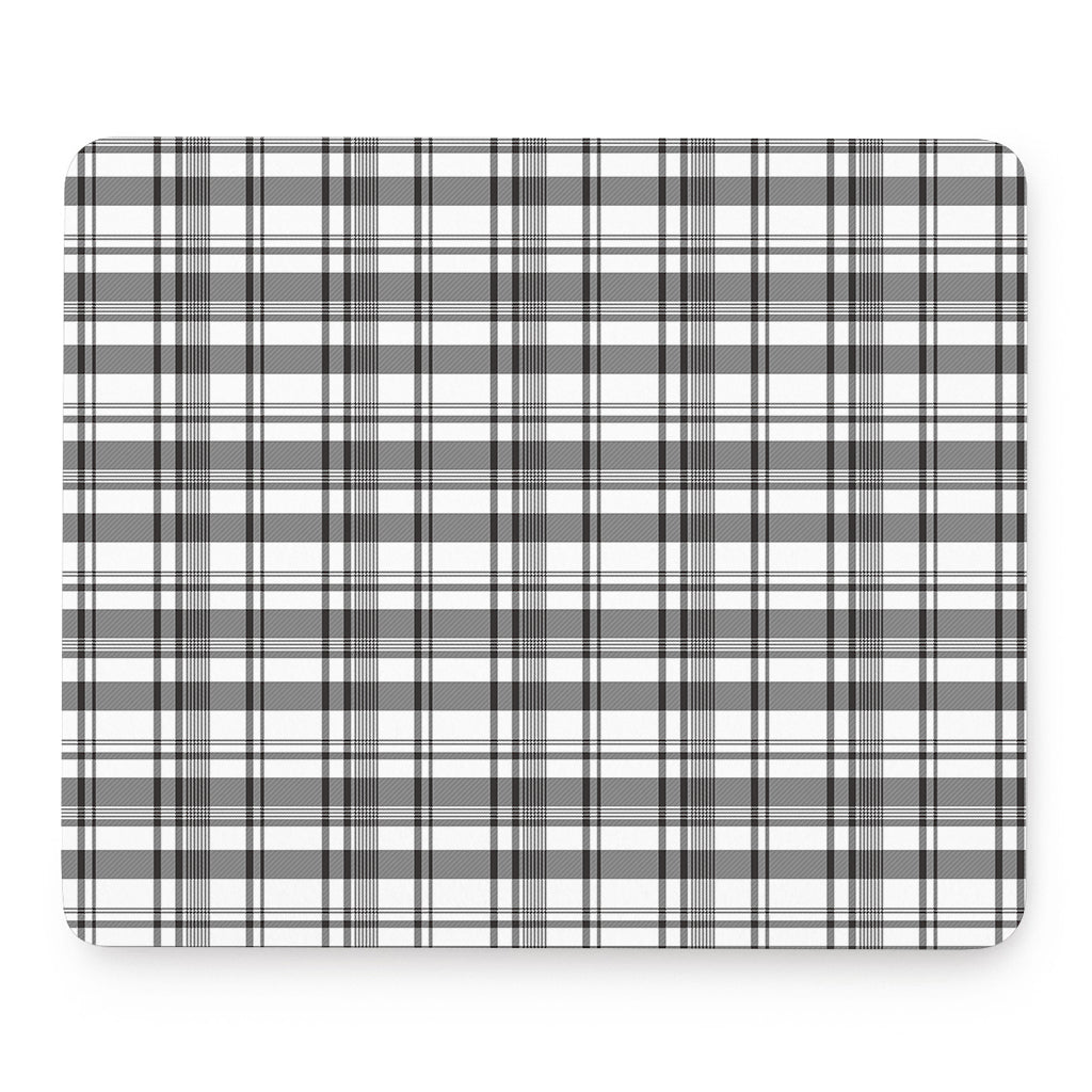 Black And White Madras Pattern Print Mouse Pad