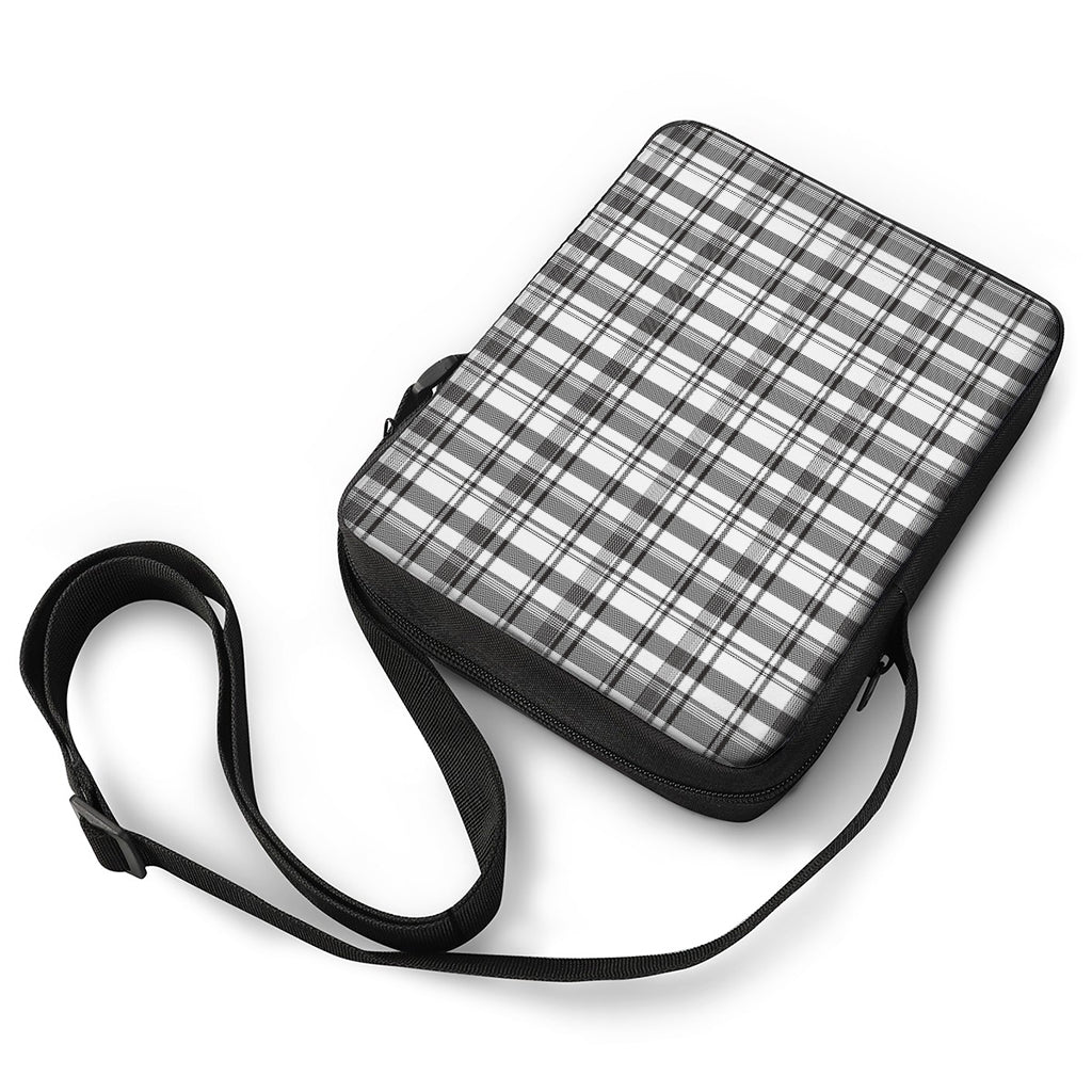 Black And White Madras Pattern Print Rectangular Crossbody Bag