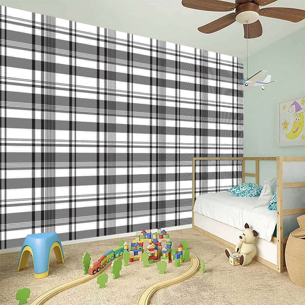 Black And White Madras Pattern Print Wall Sticker