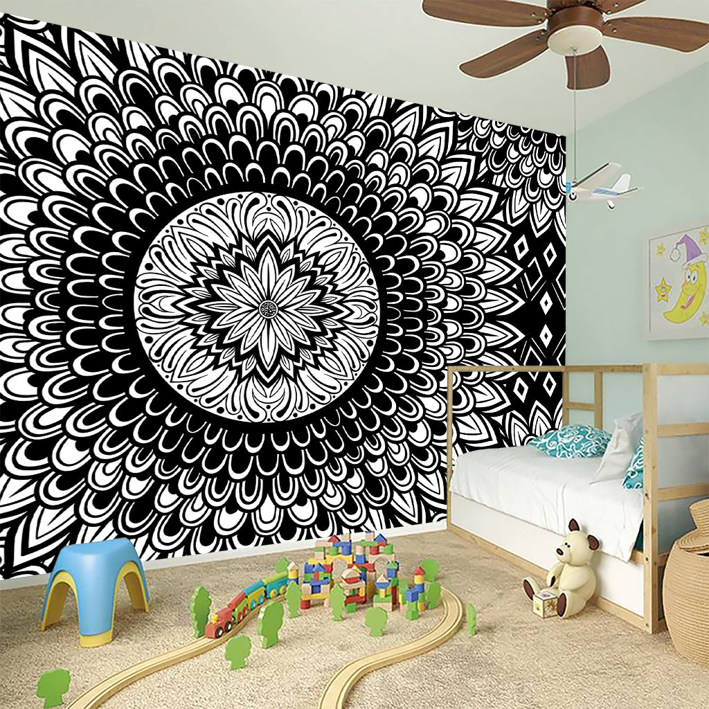 Black And White Mandala Print Wall Sticker