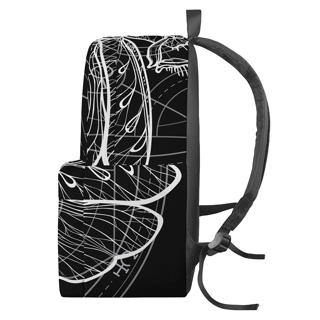 Black And White Mantis Spirit Print Backpack