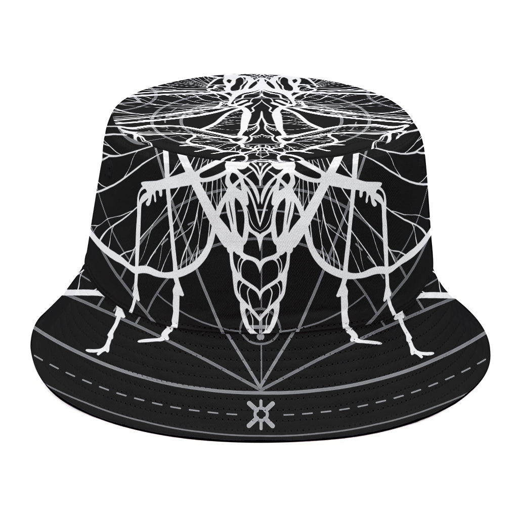 Black And White Mantis Spirit Print Bucket Hat