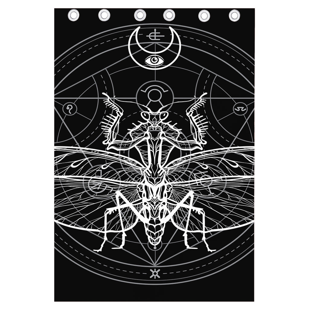 Black And White Mantis Spirit Print Curtain
