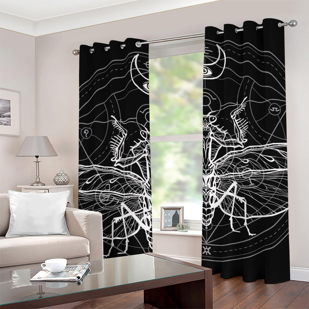 Black And White Mantis Spirit Print Grommet Curtains