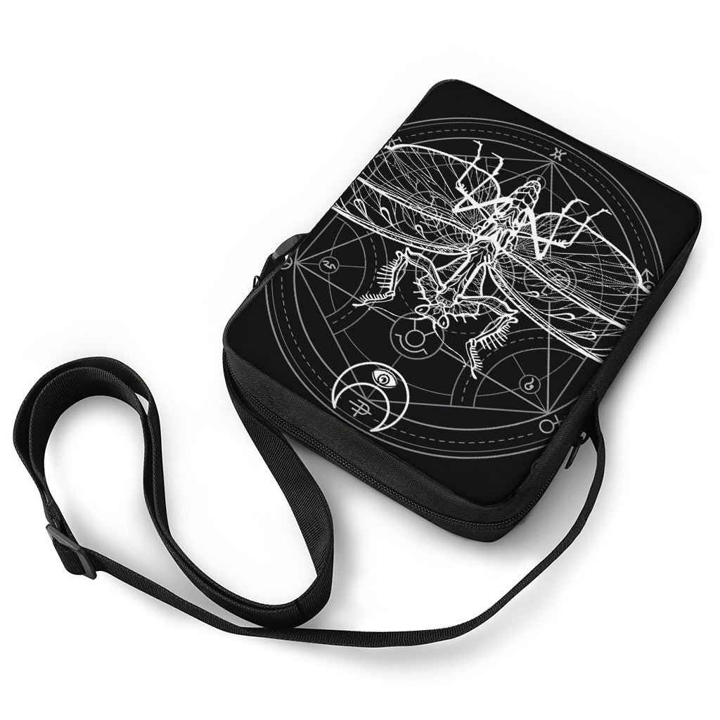 Black And White Mantis Spirit Print Rectangular Crossbody Bag