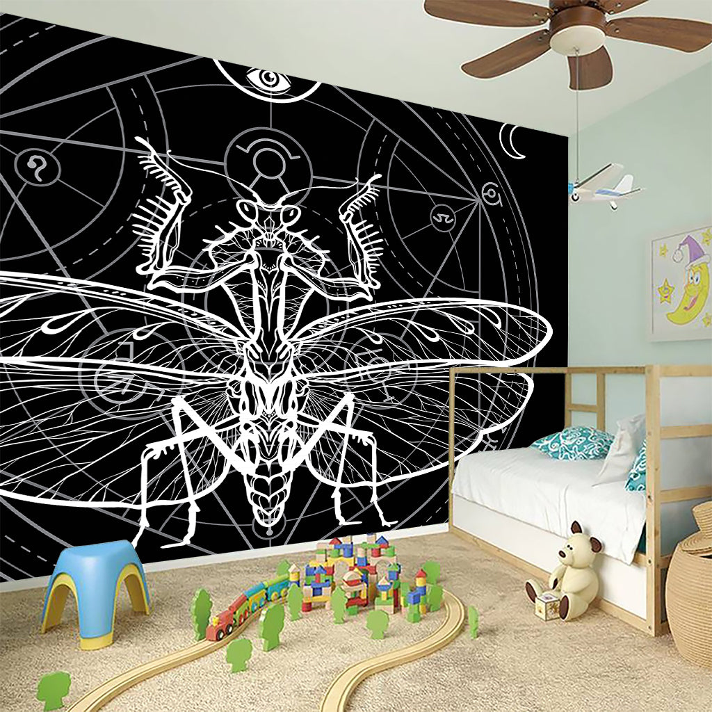 Black And White Mantis Spirit Print Wall Sticker