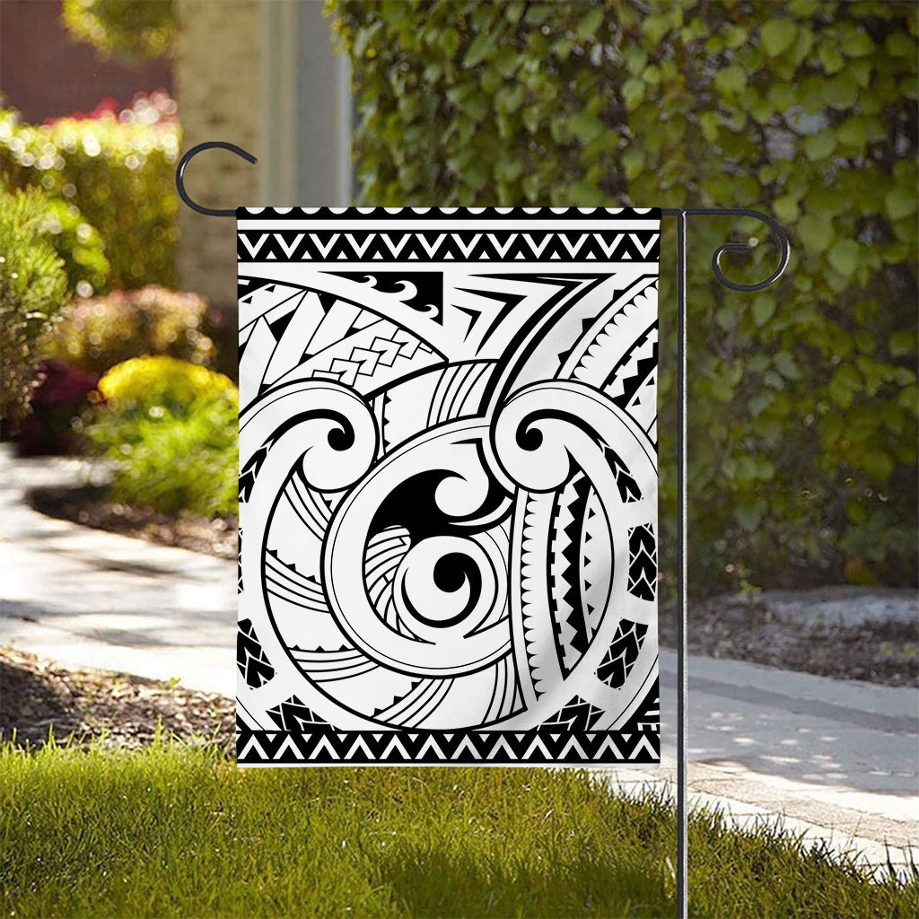 Black And White Maori Pattern Print House Flag