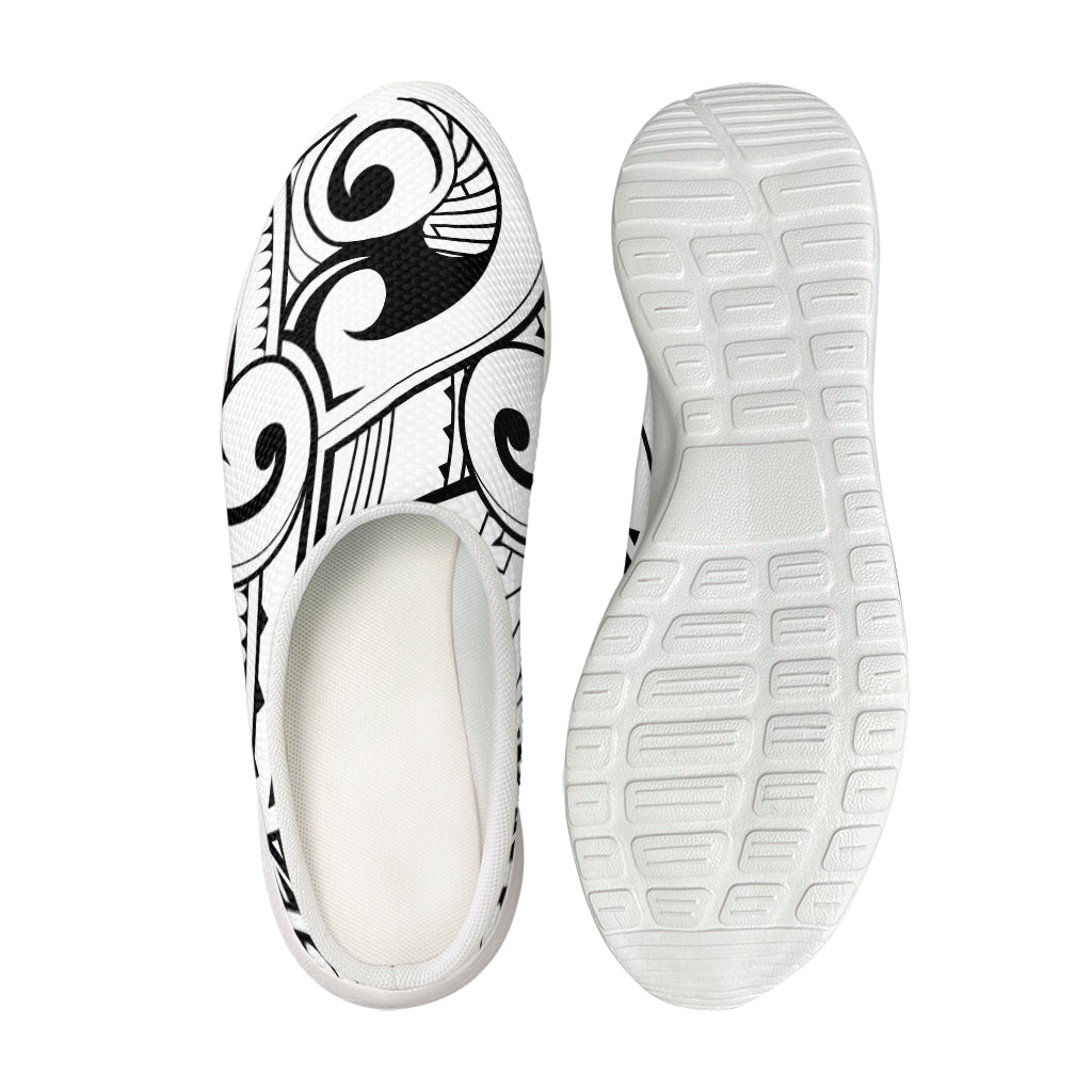 Black And White Maori Pattern Print Mesh Casual Shoes