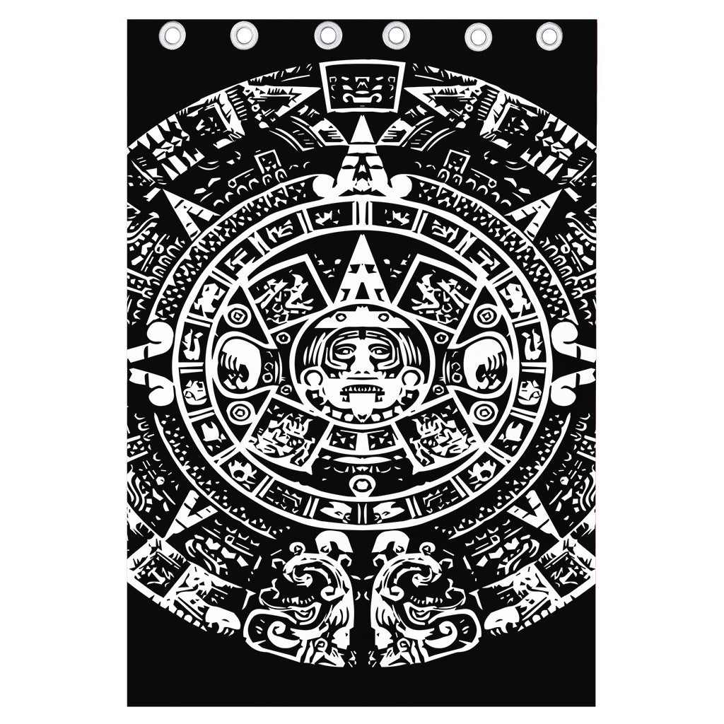 Black And White Maya Calendar Print Curtain