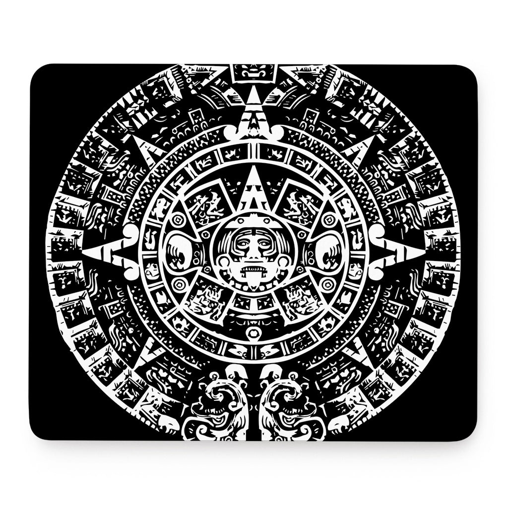 Black And White Maya Calendar Print Mouse Pad