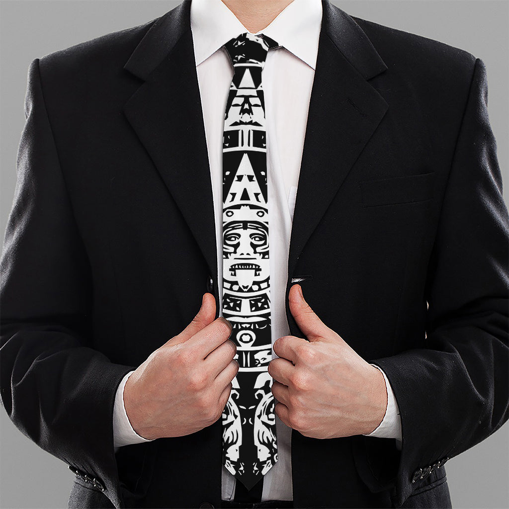 Black And White Maya Calendar Print Necktie