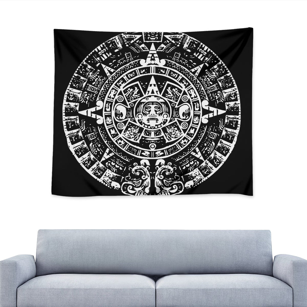 Black And White Maya Calendar Print Tapestry