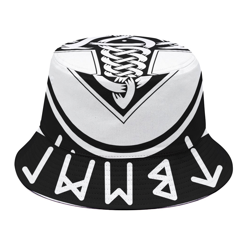 Black And White Mjolnir Print Bucket Hat