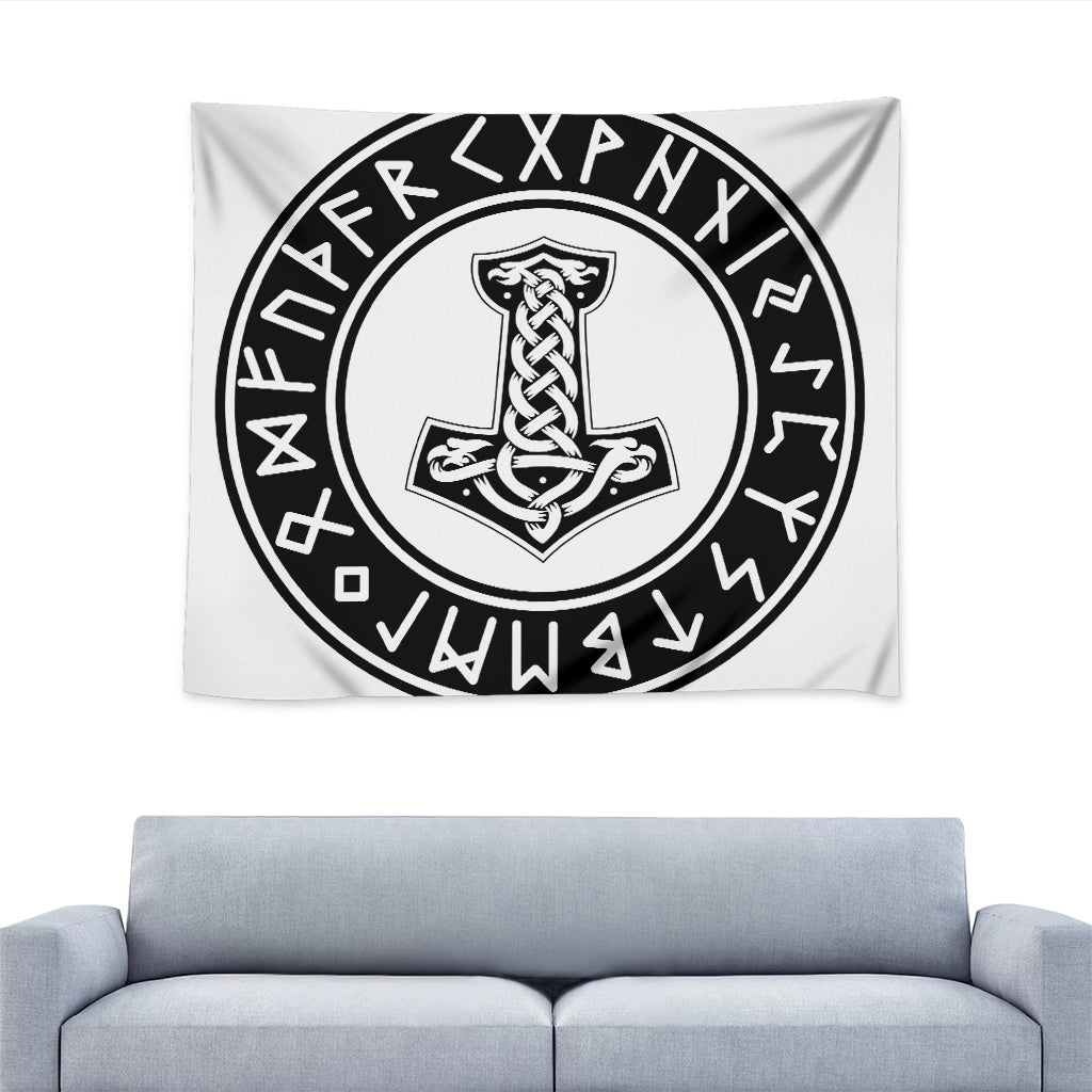Black And White Mjolnir Print Tapestry