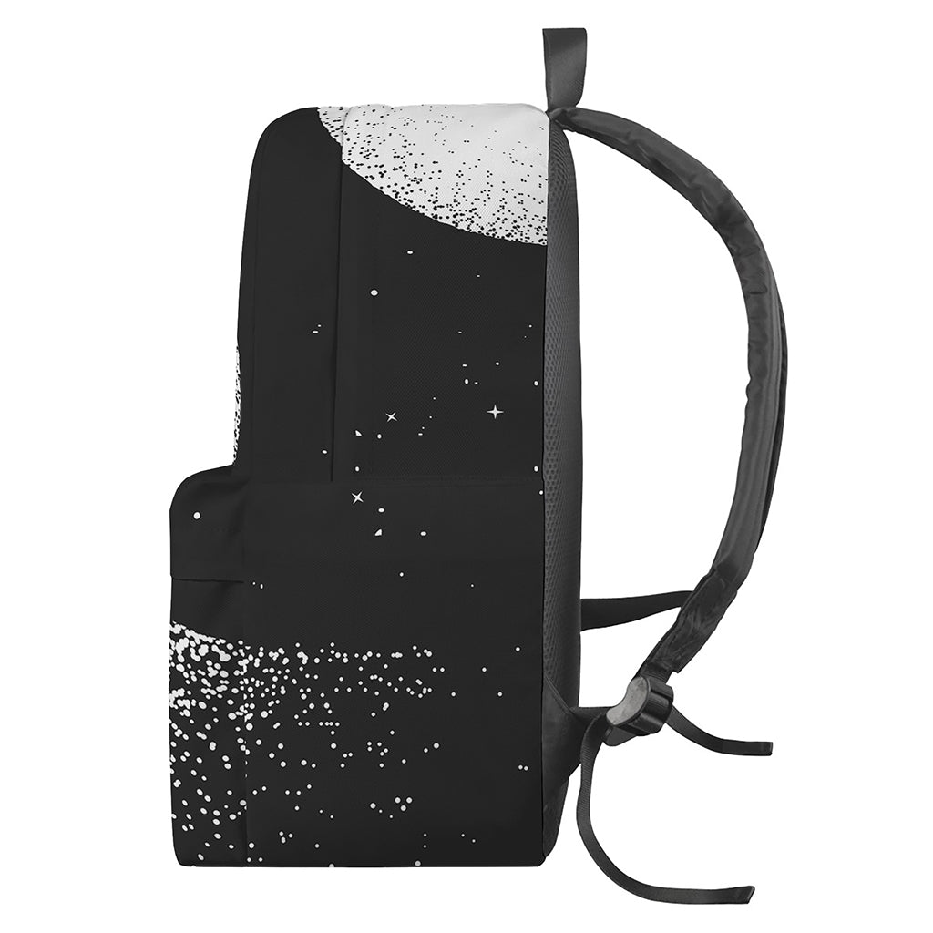 Black And White Moonlight Print Backpack