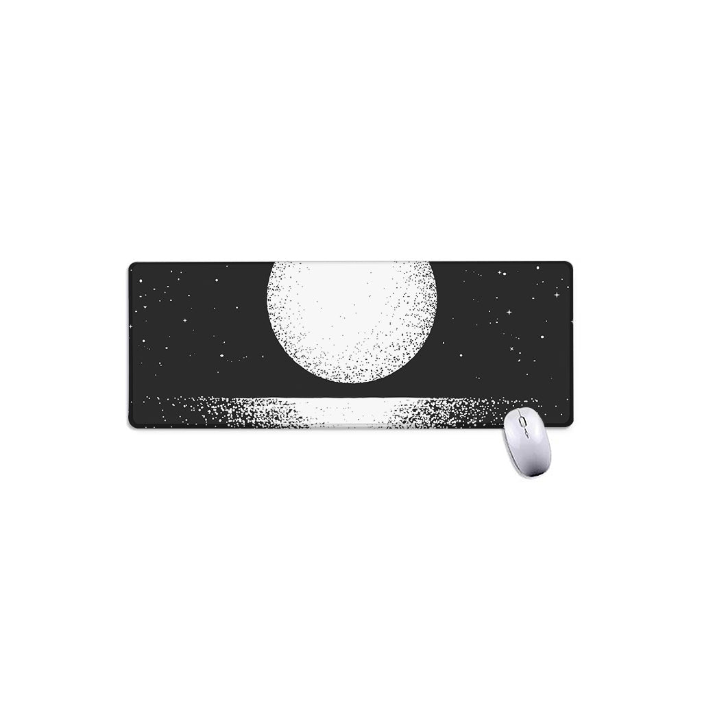 Black And White Moonlight Print Extended Mouse Pad
