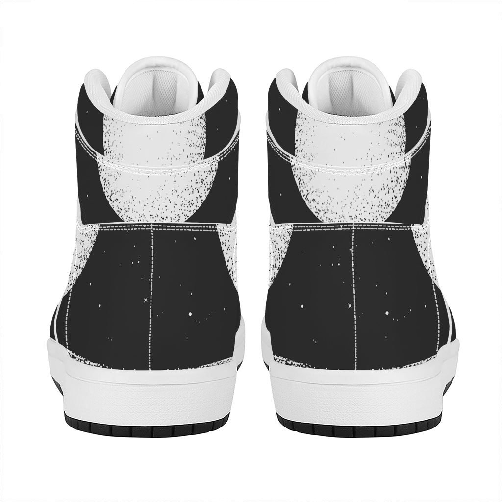 Black And White Moonlight Print High Top Leather Sneakers